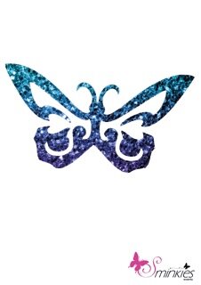 Butterfly glittertattoo sjabloon Y-Body www.sminkies.com/shop Sminkies Events