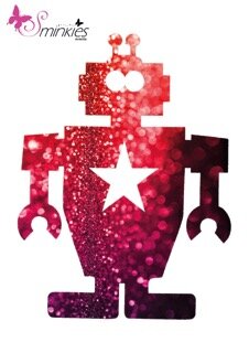 Robot star  glittertattoo sjabloon Y-Body www.sminkies.com/shop Sminkies Events