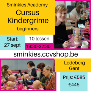 Cursus Kindergrime | volledige opleiding basis 1+2 | 19:30-22:30 | start 27 september 2023 Cursus Kindergrime | volledige opleiding basis 1+2 | 19:30-22:30 | start 27 september 2023